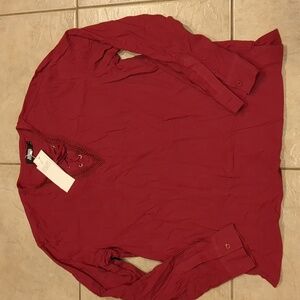 JOGAL Long Sleeve Front Lace Top Size Large NWT